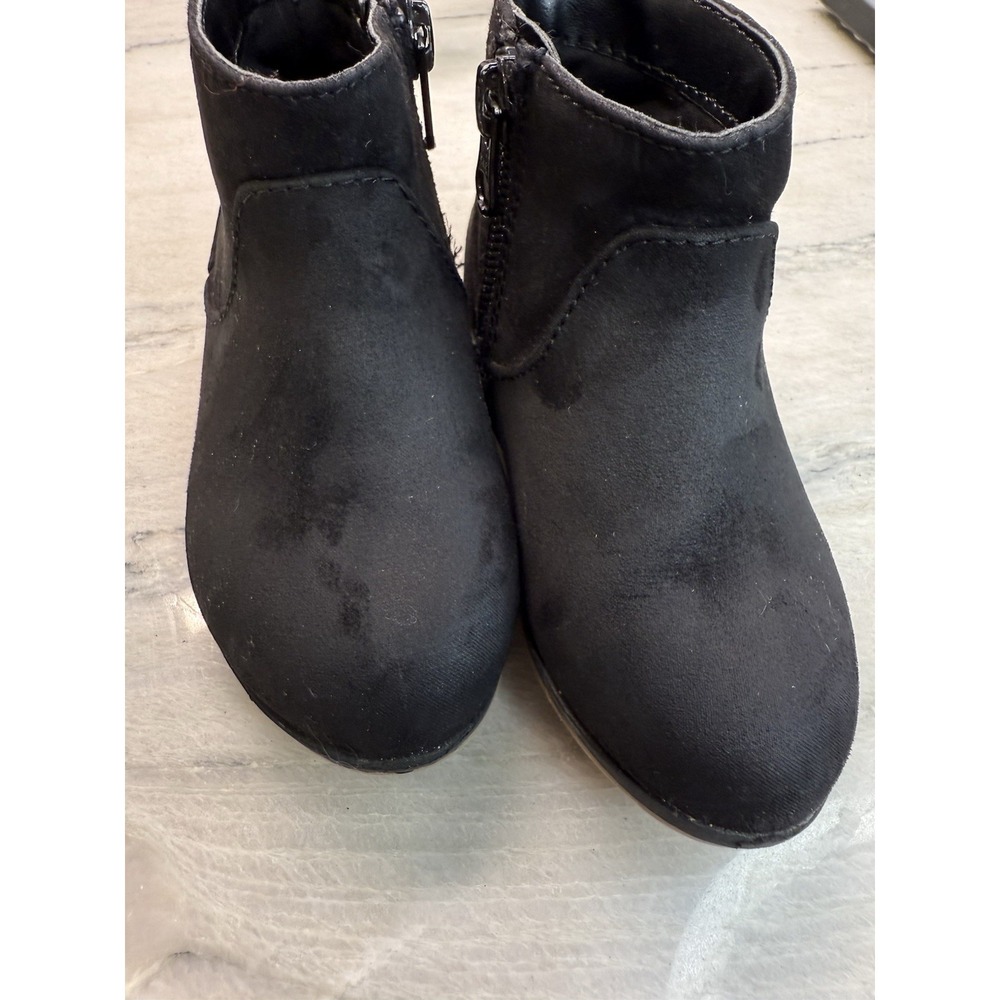 Cat And Jack Black Ankle Boots Suede Sz 7 Toddler